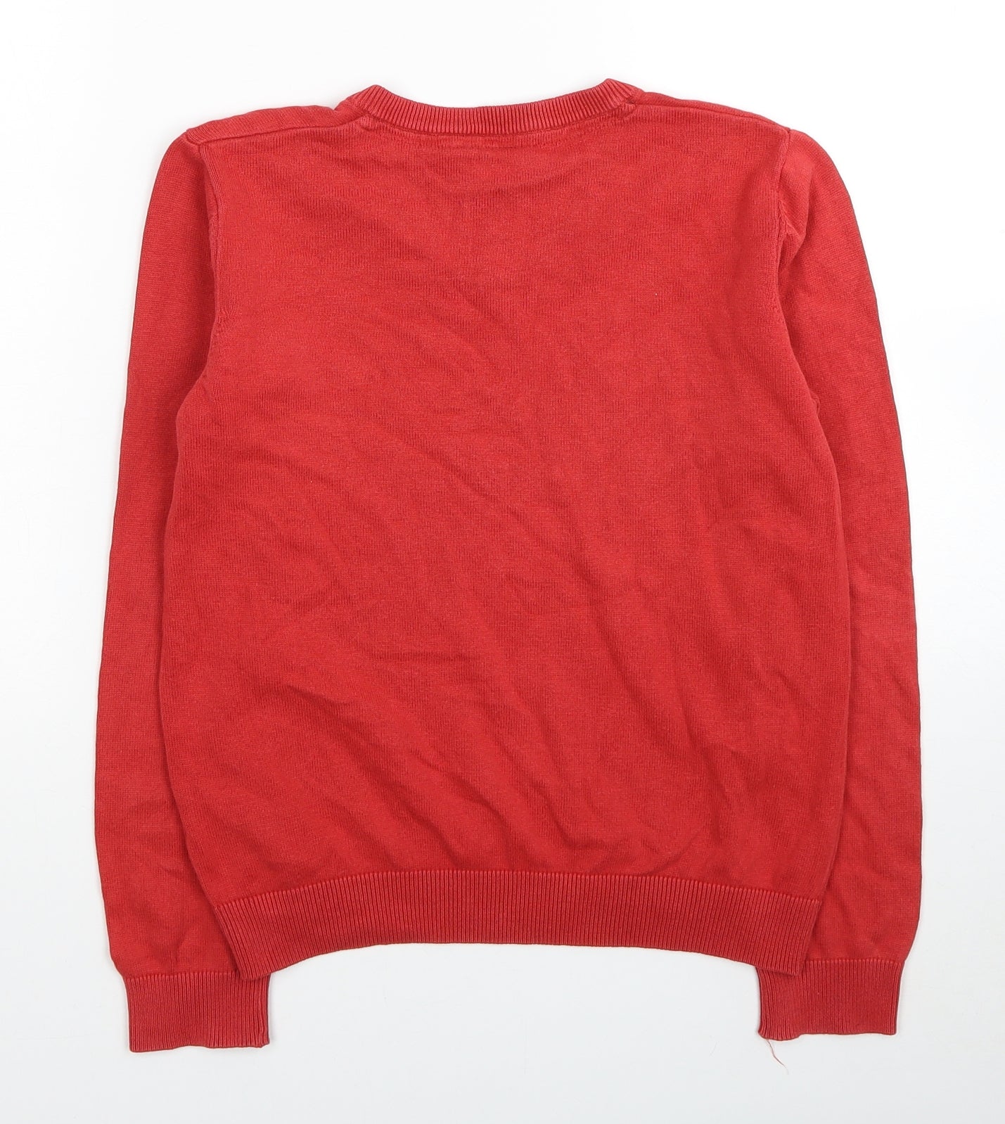 Marks and Spencer Boys Red V-Neck Cotton Pullover Jumper Size 10-11 Years Pullover