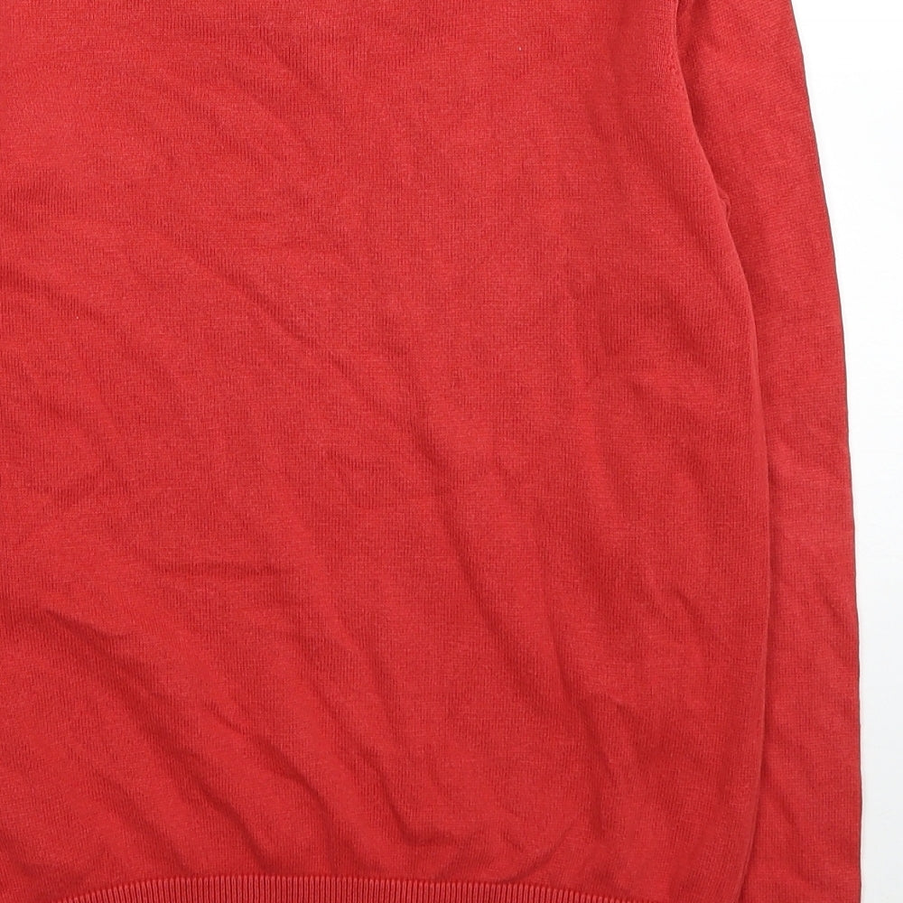 Marks and Spencer Boys Red V-Neck Cotton Pullover Jumper Size 10-11 Years Pullover