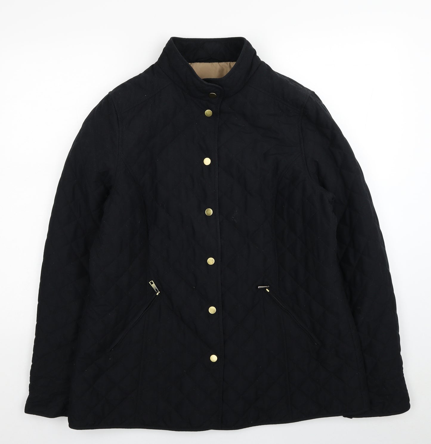 Marks and Spencer Womens Black Quilted Coat Size 16 Button
