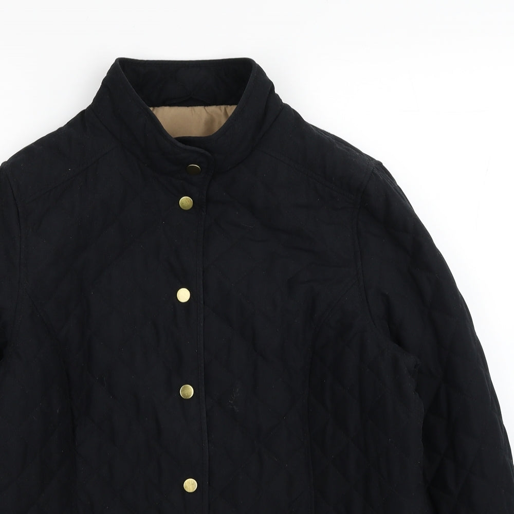 Marks and Spencer Womens Black Quilted Coat Size 16 Button