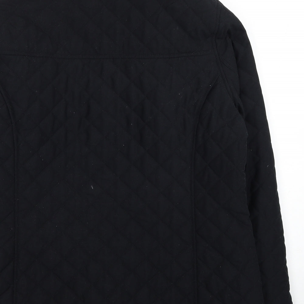 Marks and Spencer Womens Black Quilted Coat Size 16 Button