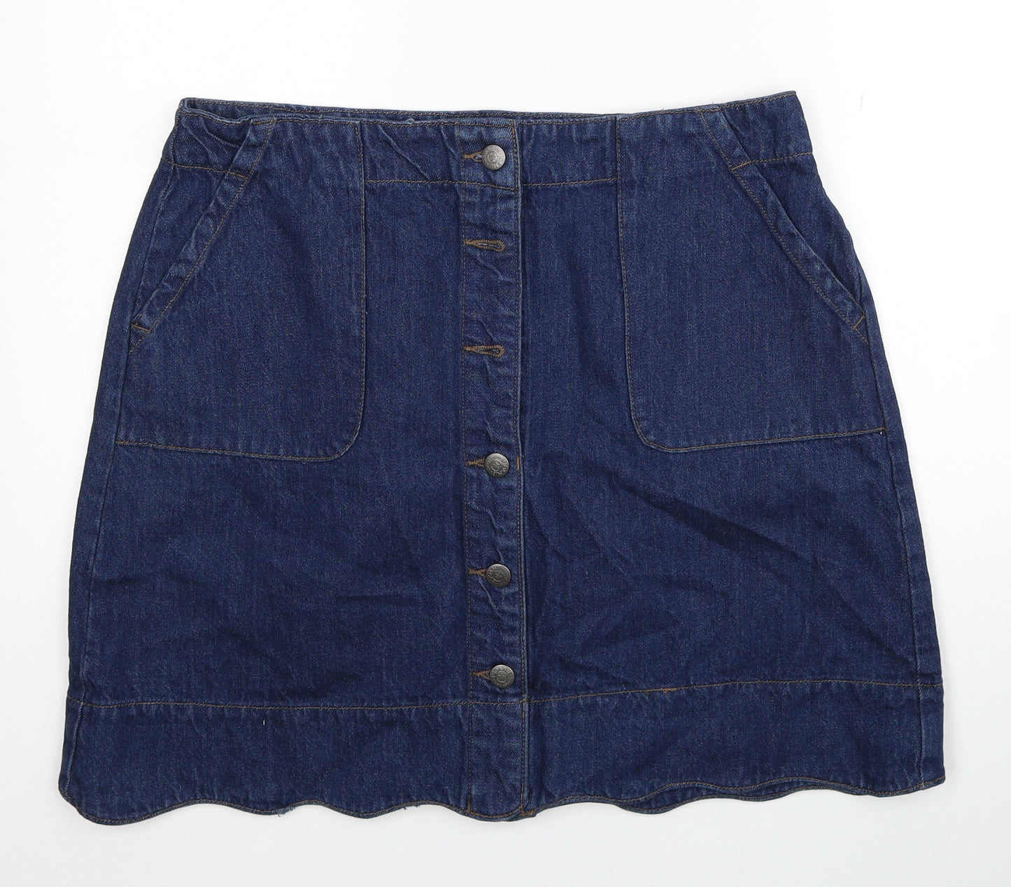 Joanie Womens Blue Cotton Mini Skirt Size 18 Button