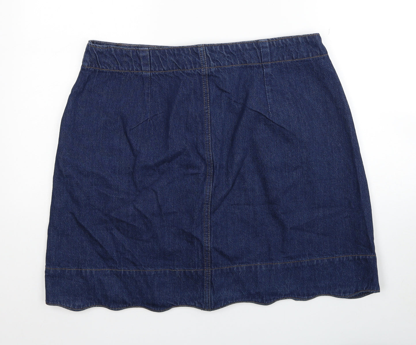 Joanie Womens Blue Cotton Mini Skirt Size 18 Button