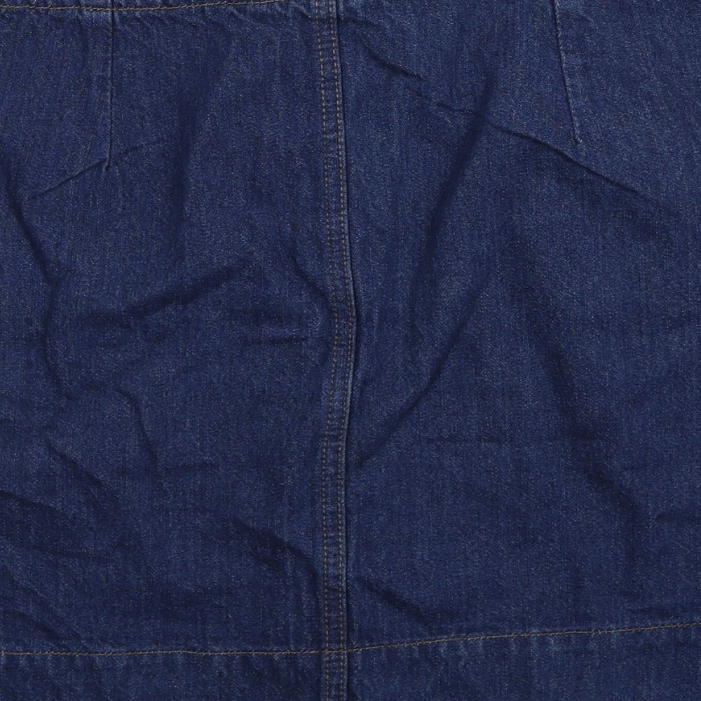 Joanie Womens Blue Cotton Mini Skirt Size 18 Button