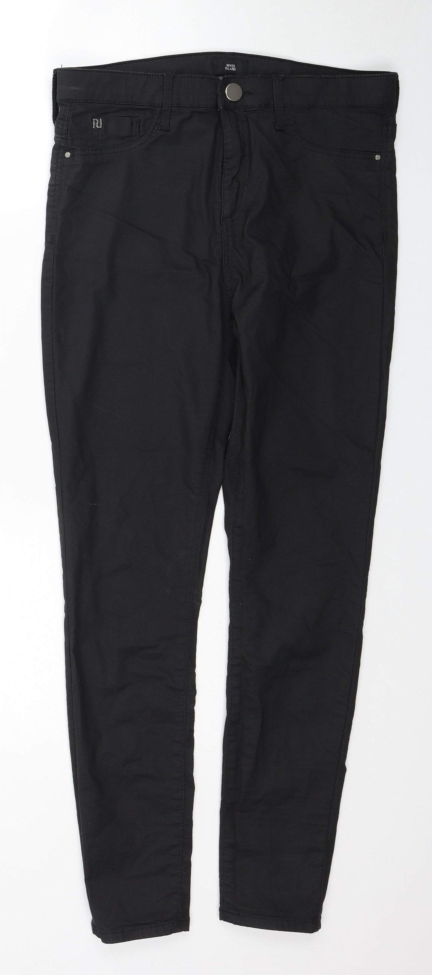 River Island Womens Black Cotton Skinny Jeans Size 12 L26 in Regular Zip