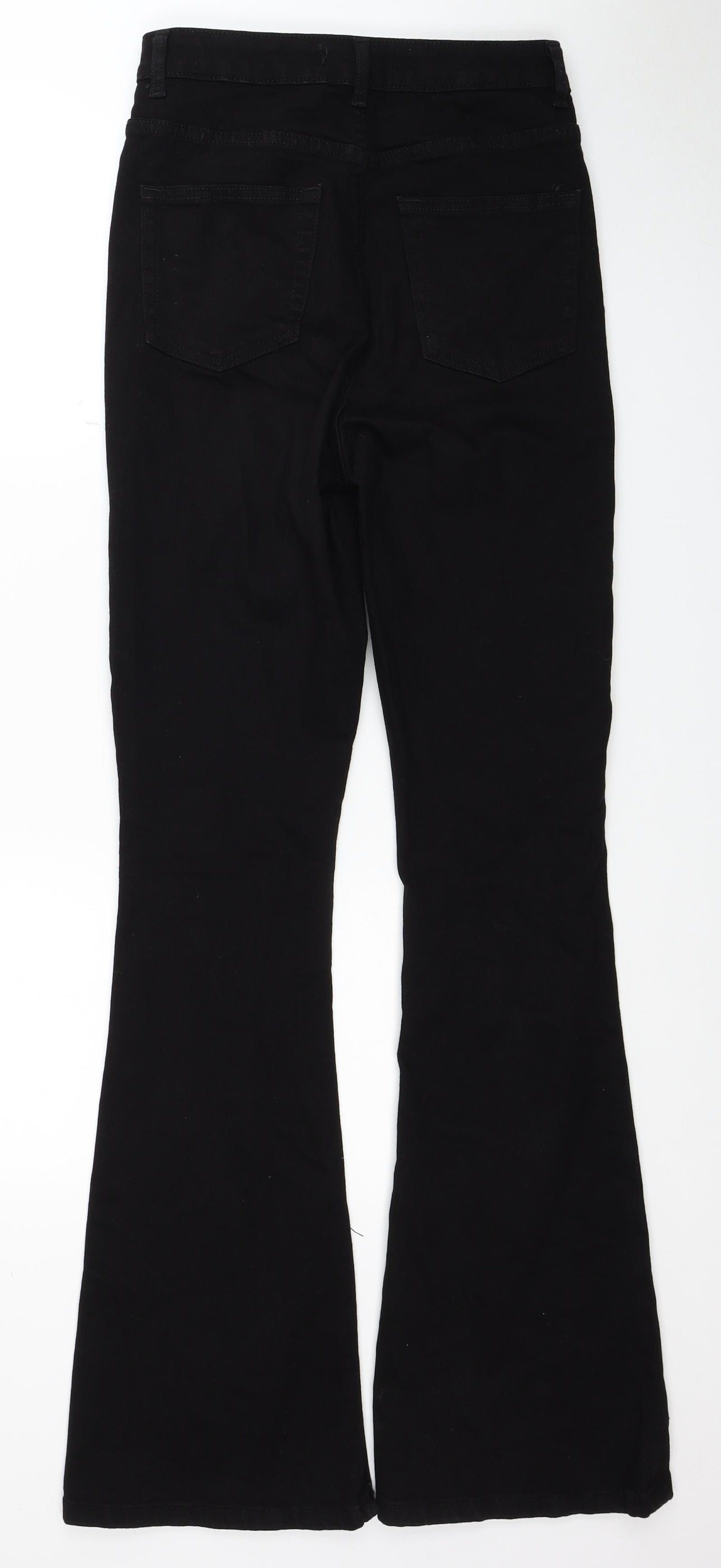 Primark Womens Black Cotton Flared Jeans Size 10 L33 in Regular Zip