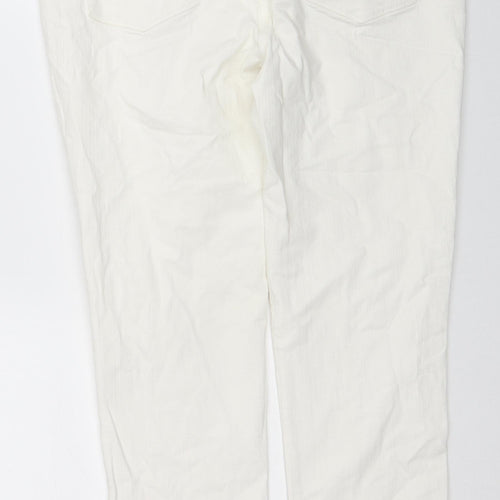 Pure Womens White Cotton Skinny Jeans Size 14 L25 in Regular Zip