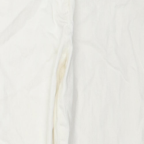Pure Womens White Cotton Skinny Jeans Size 14 L25 in Regular Zip