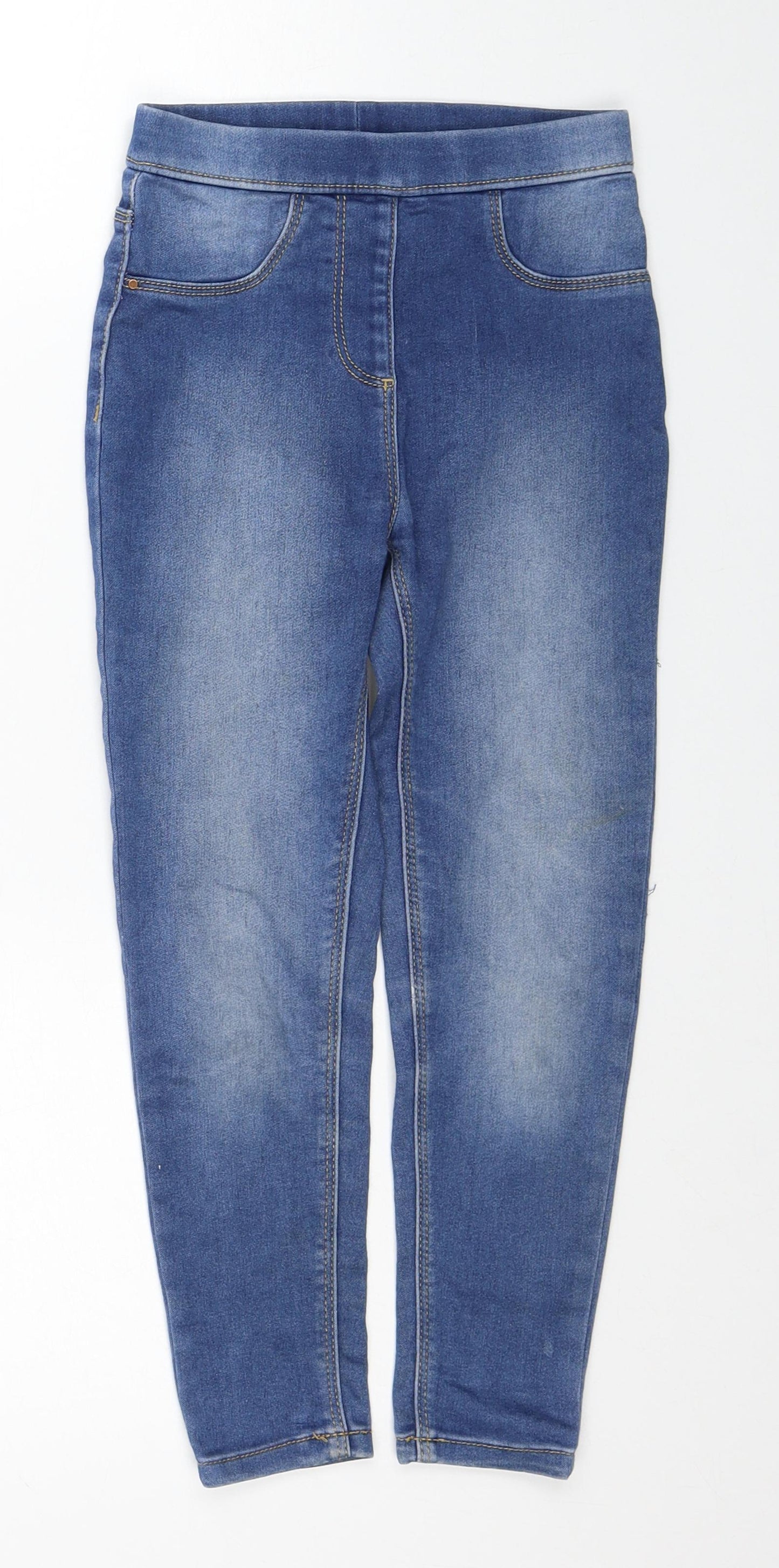George Girls Blue Cotton Jegging Jeans Size 6-7 Years Regular Pullover