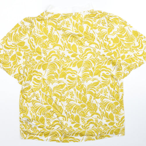Marks and Spencer Womens Yellow Floral Viscose Basic Blouse Size 14 V-Neck