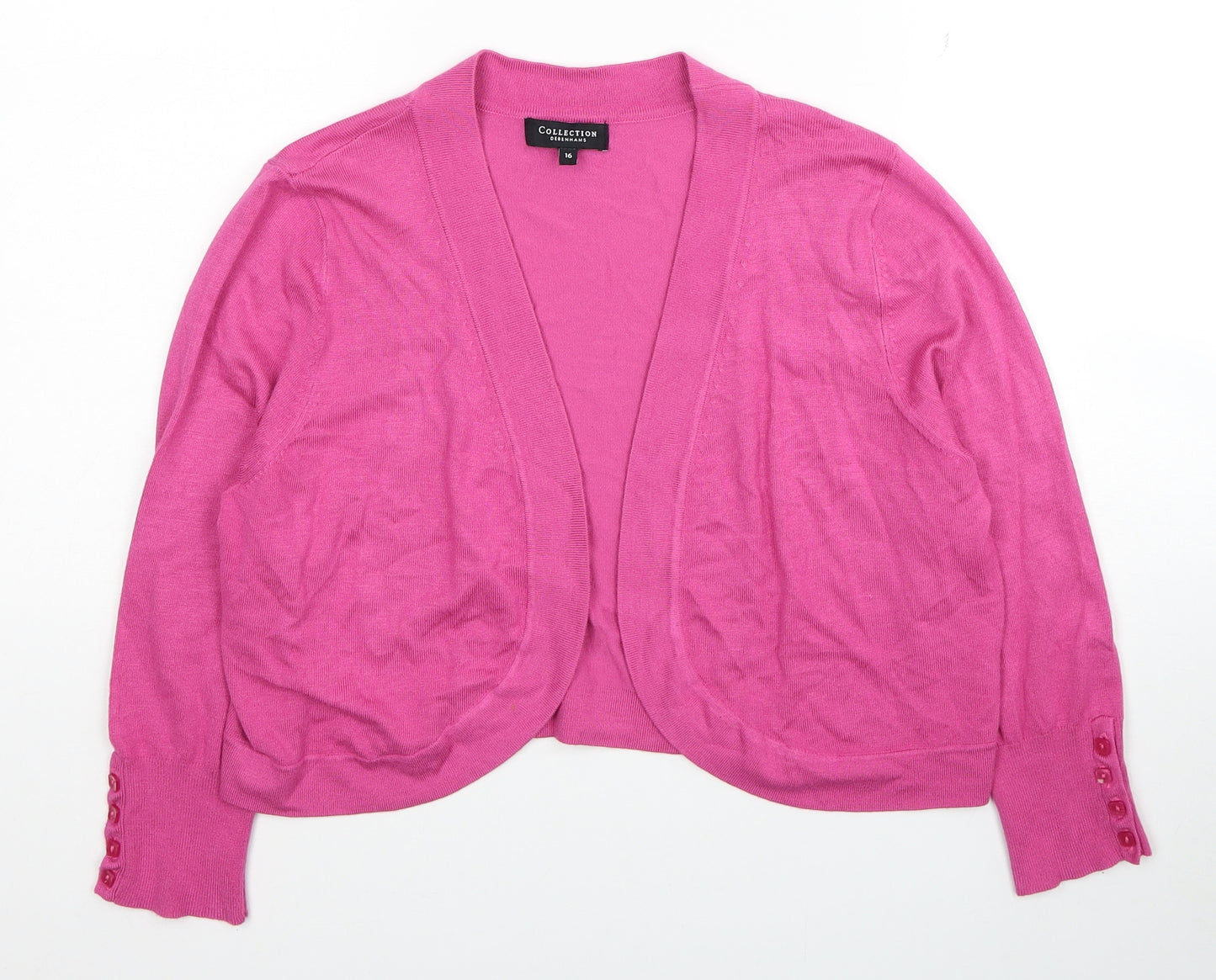 Debenhams Womens Pink V-Neck Viscose Shrug Jumper Size 16
