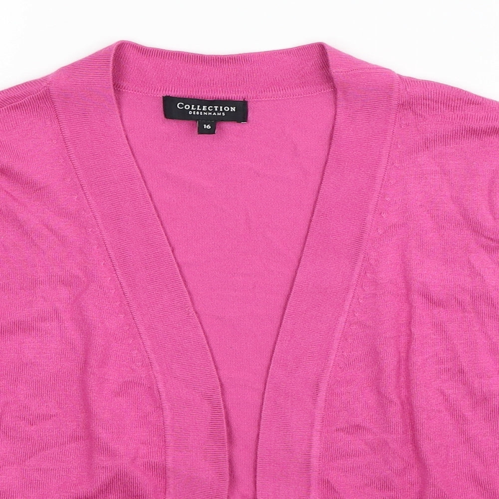 Debenhams Womens Pink V-Neck Viscose Shrug Jumper Size 16