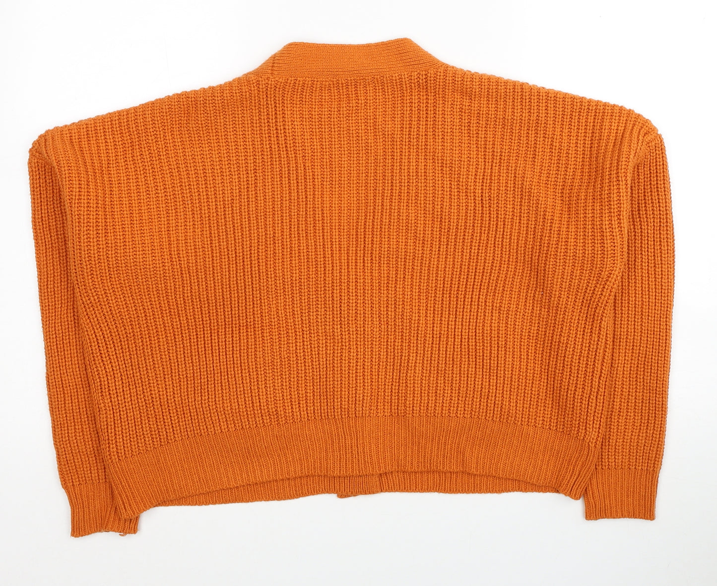 PEP&CO Womens Orange V-Neck Acrylic Cardigan Jumper Size S
