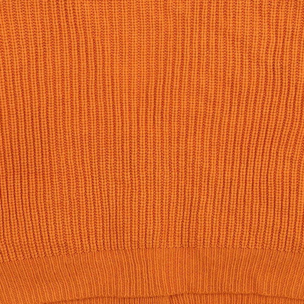 PEP&CO Womens Orange V-Neck Acrylic Cardigan Jumper Size S