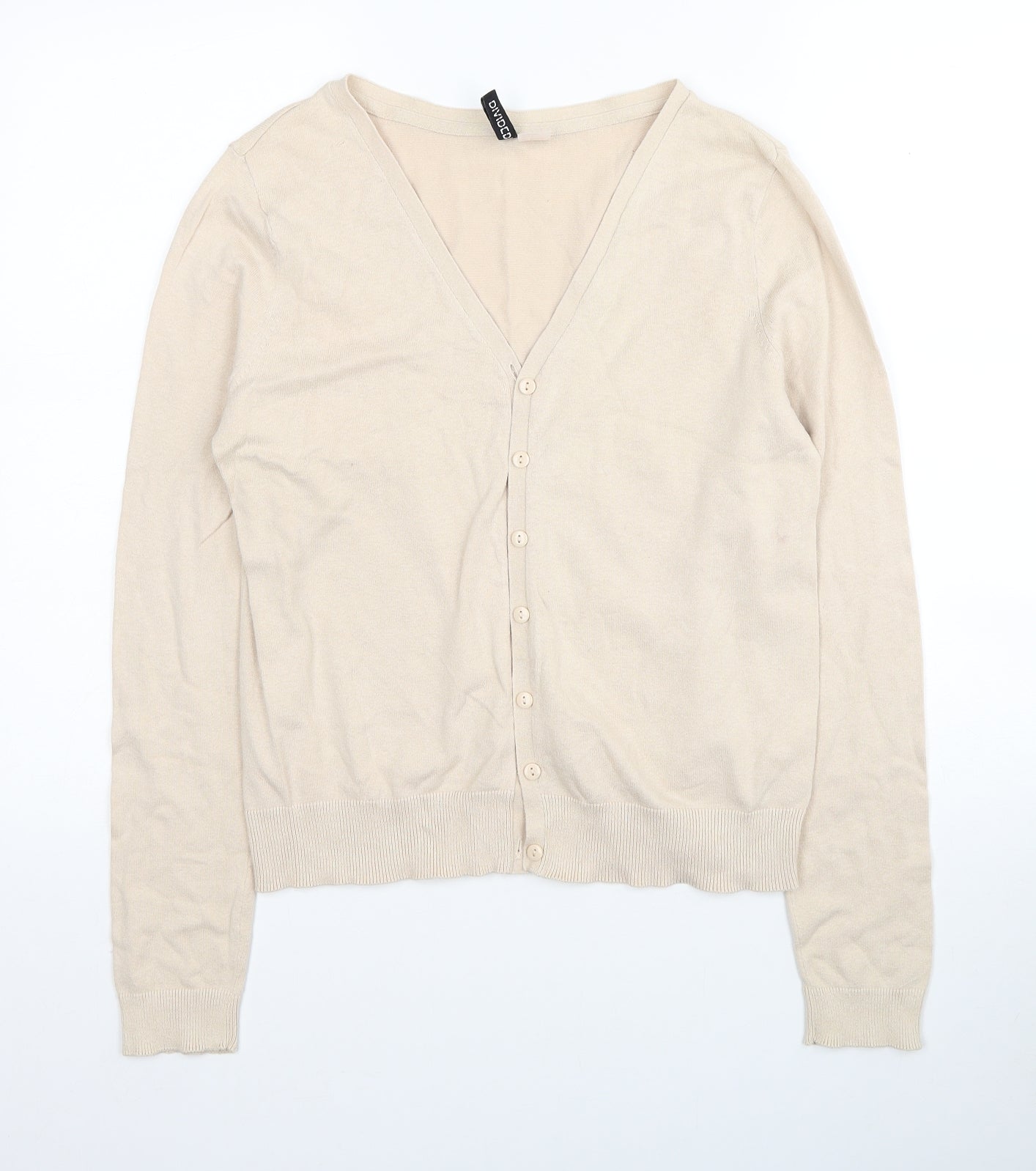 H&M Womens Beige V-Neck Cotton Cardigan Jumper Size M