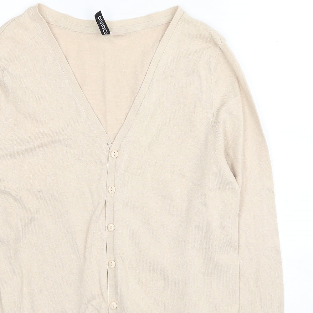 H&M Womens Beige V-Neck Cotton Cardigan Jumper Size M