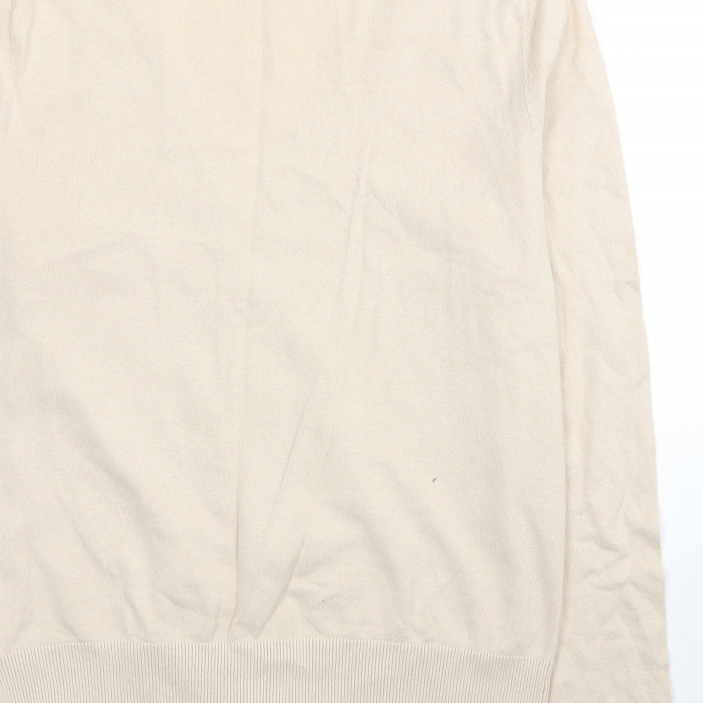 H&M Womens Beige V-Neck Cotton Cardigan Jumper Size M