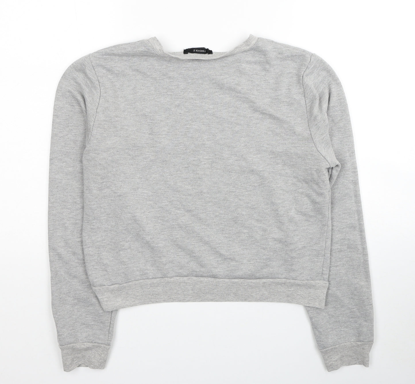FOREVER 21 Womens Grey Striped Polyester Pullover Sweatshirt Size M Pullover