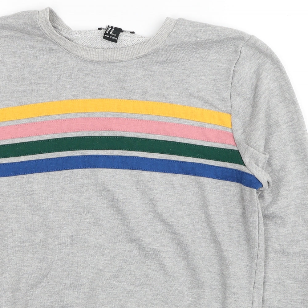 FOREVER 21 Womens Grey Striped Polyester Pullover Sweatshirt Size M Pullover