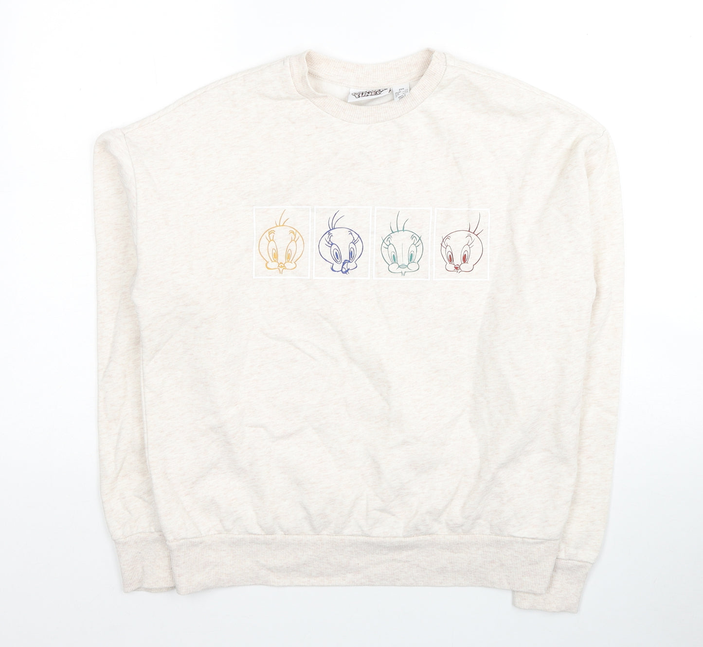 Looney Tunes Womens Beige Cotton Pullover Sweatshirt Size 2XS Pullover - Tweety
