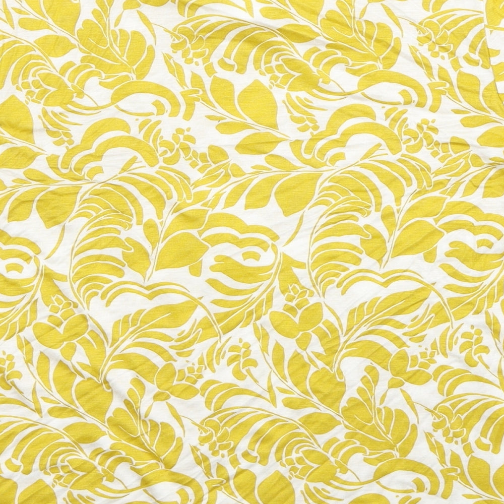 Marks and Spencer Womens Yellow Floral Viscose Basic Blouse Size 6 V-Neck