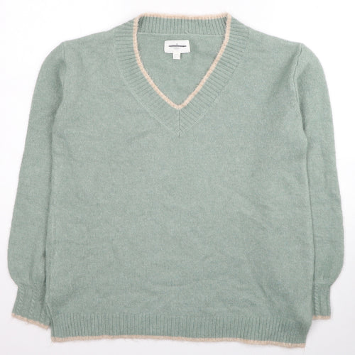 Springfield Womens Green V-Neck Acrylic Pullover Jumper Size M