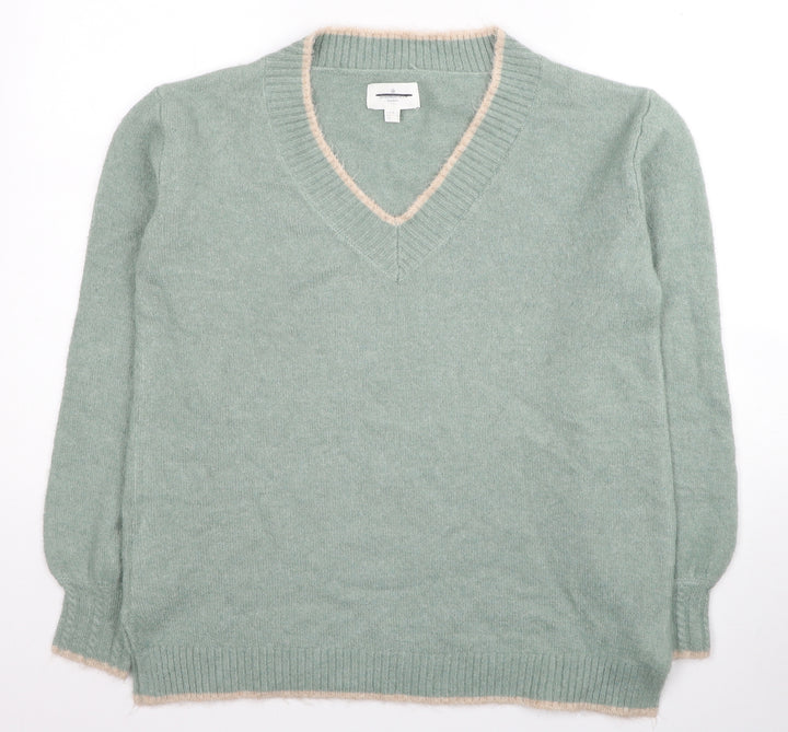 Springfield Womens Green V-Neck Acrylic Pullover Jumper Size M