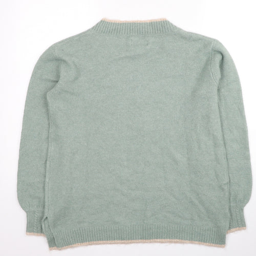 Springfield Womens Green V-Neck Acrylic Pullover Jumper Size M
