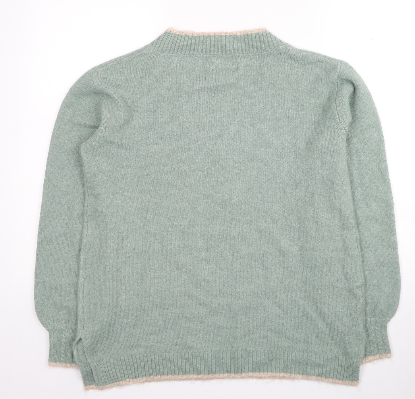 Springfield Womens Green V-Neck Acrylic Pullover Jumper Size M