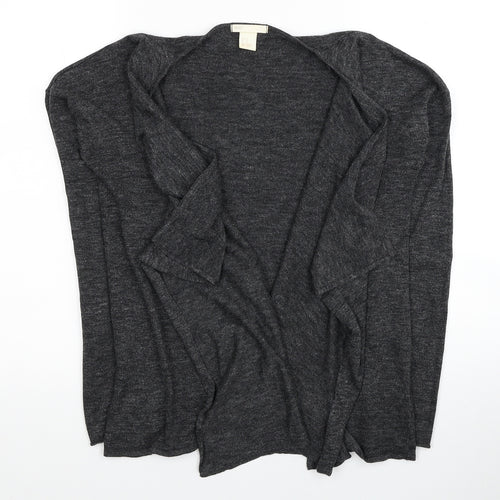 H&M Womens Grey V-Neck Polyester Cardigan Jumper Size XS - Asymmetric
