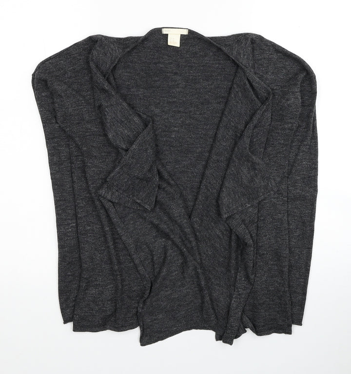 H&M Womens Grey V-Neck Polyester Cardigan Jumper Size XS - Asymmetric