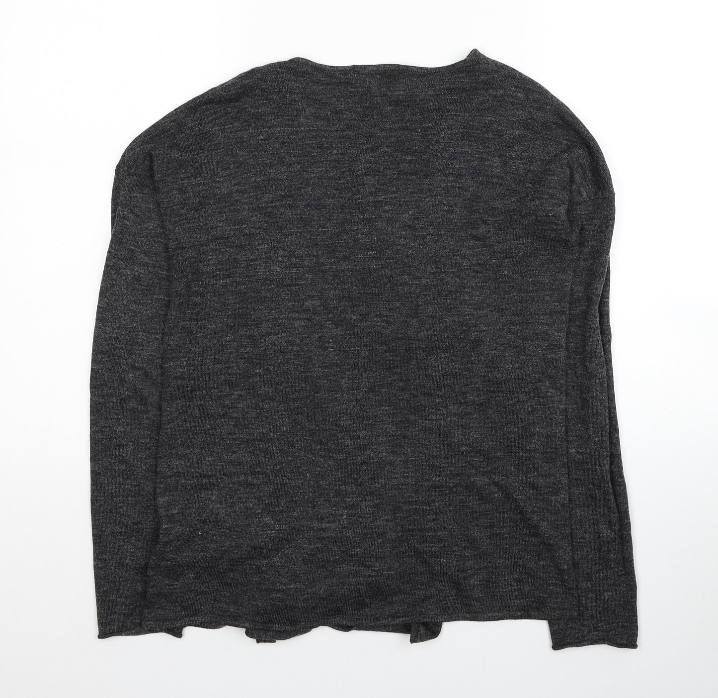 H&M Womens Grey V-Neck Polyester Cardigan Jumper Size XS - Asymmetric