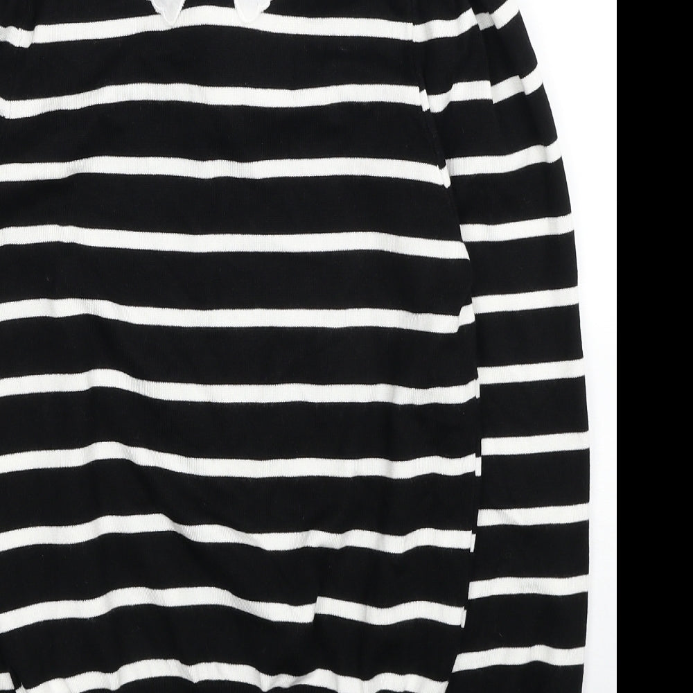 New Look Womens Black Collared Striped Viscose Pullover Jumper Size 12