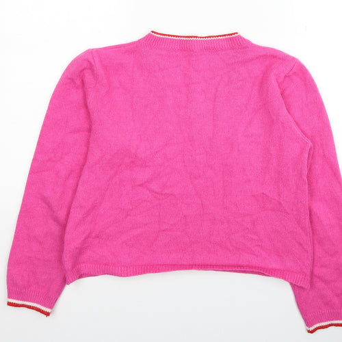 SheIn Womens Pink Round Neck Argyle/Diamond Polyester Pullover Jumper One Size