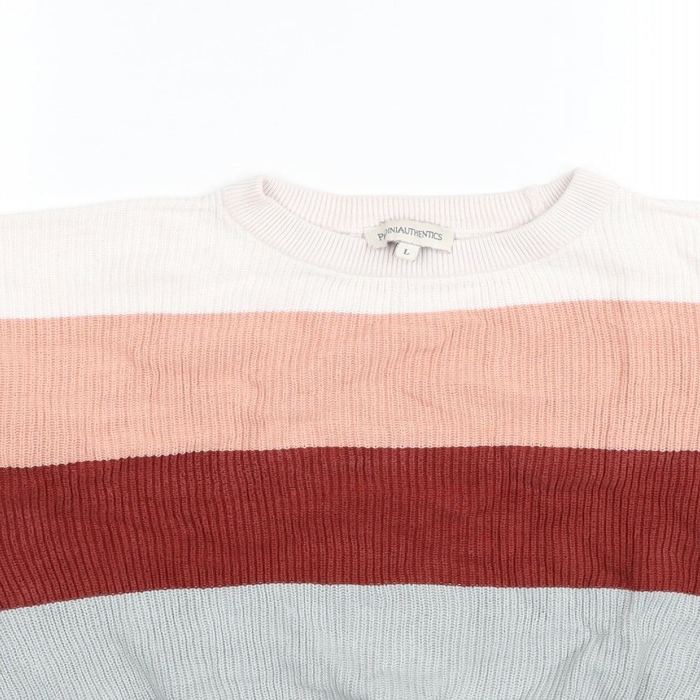 Padini Authentics Womens Multicoloured Round Neck Striped Cotton Pullover Jumper Size L - Colorblock Pattern