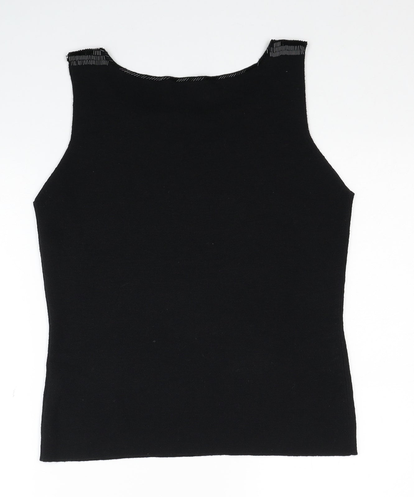 Olsen Womens Black Wool Basic Tank Size 12 Boat Neck