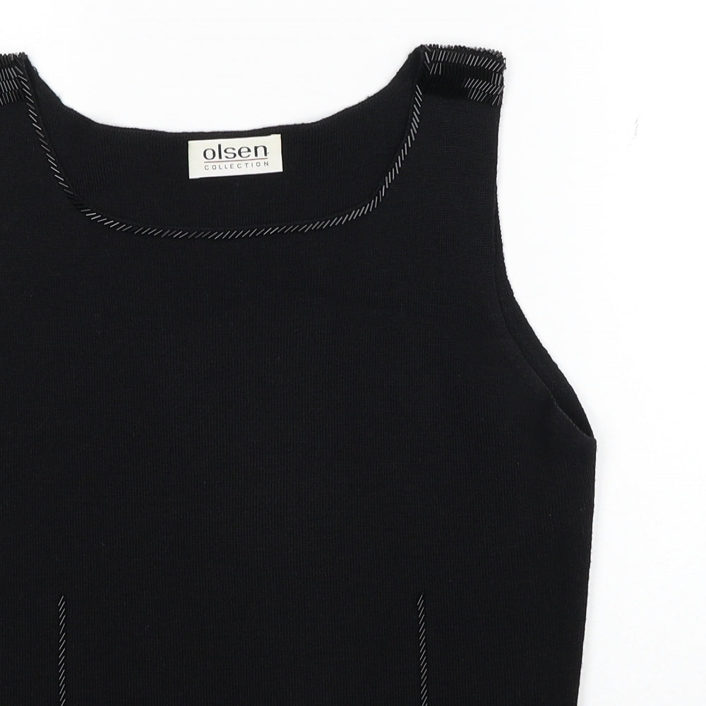Olsen Womens Black Wool Basic Tank Size 12 Boat Neck