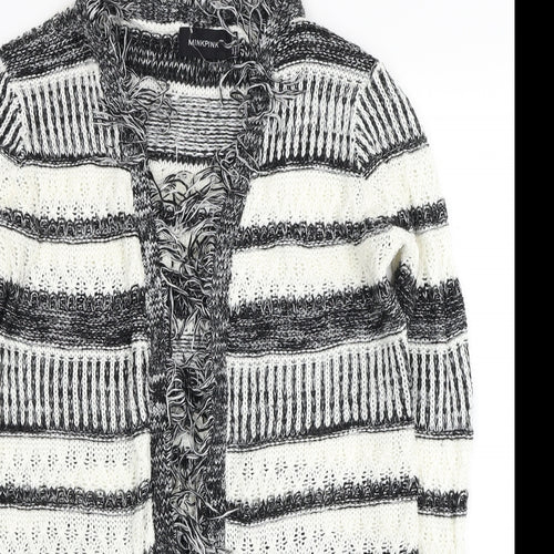 MINKPINK Womens Multicoloured V-Neck Striped Acrylic Cardigan Jumper Size XS