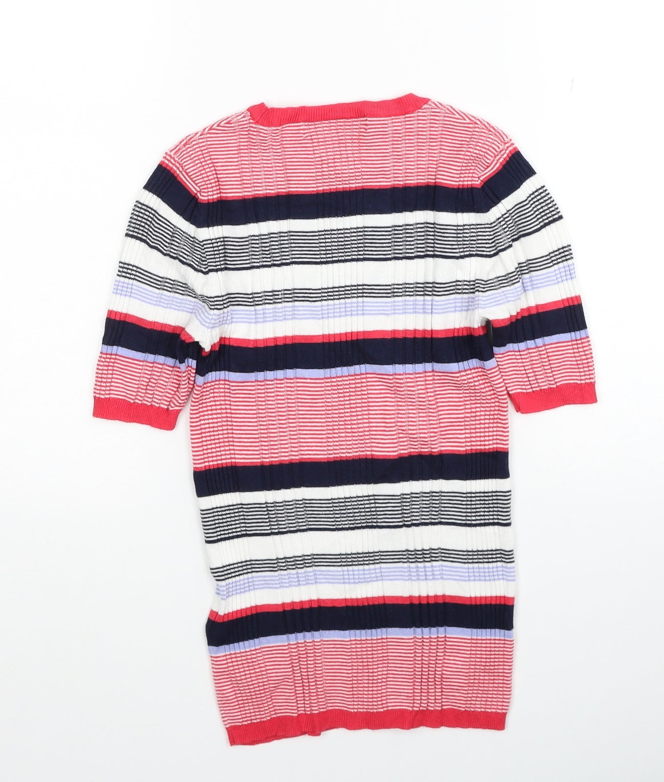 Marks and Spencer Womens Multicoloured Round Neck Striped Acrylic Pullover Jumper Size 6 - Ribbed