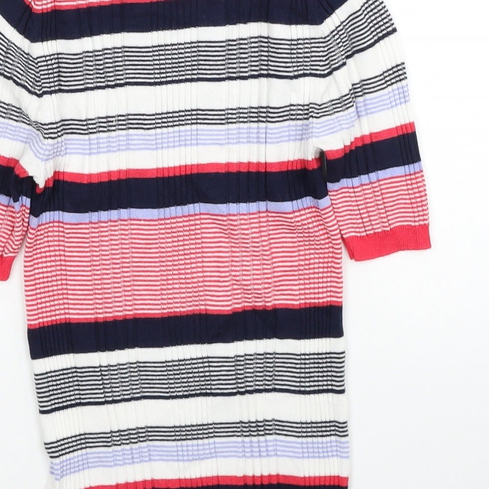 Marks and Spencer Womens Multicoloured Round Neck Striped Acrylic Pullover Jumper Size 6 - Ribbed