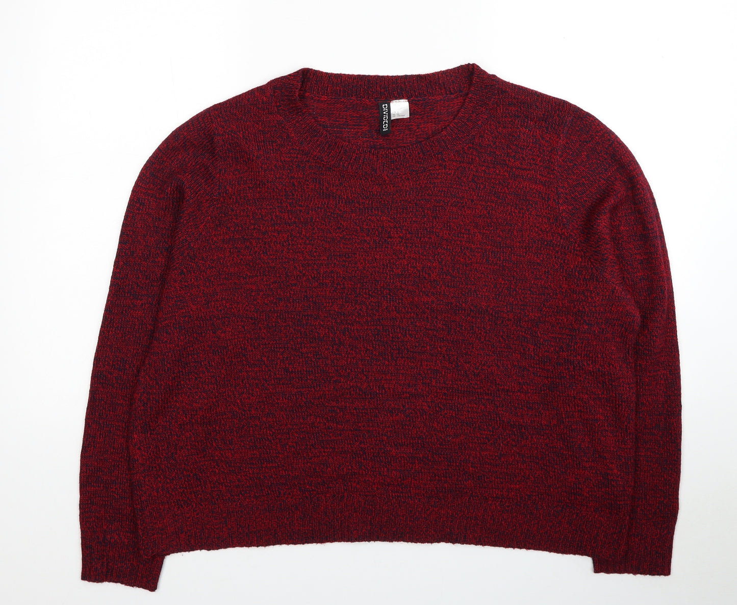 Divided by H&M Womens Red Scoop Neck Acrylic Pullover Jumper Size XL