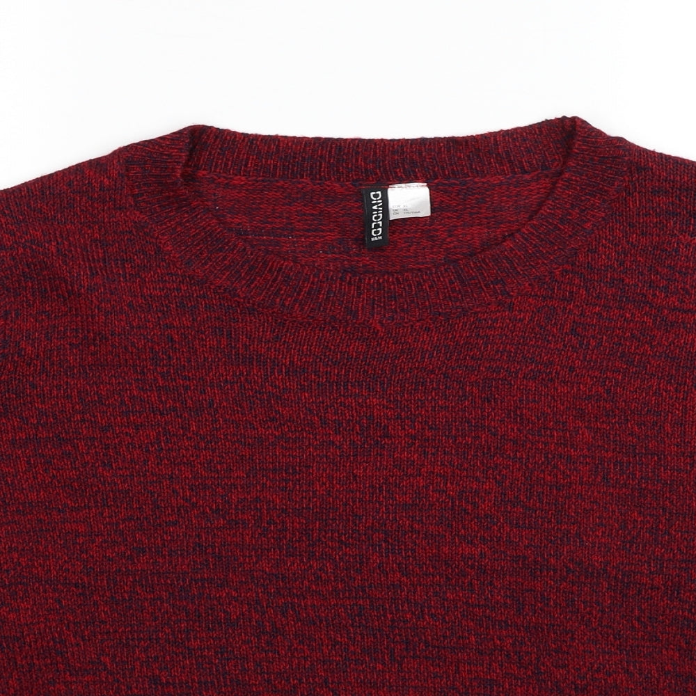 Divided by H&M Womens Red Scoop Neck Acrylic Pullover Jumper Size XL