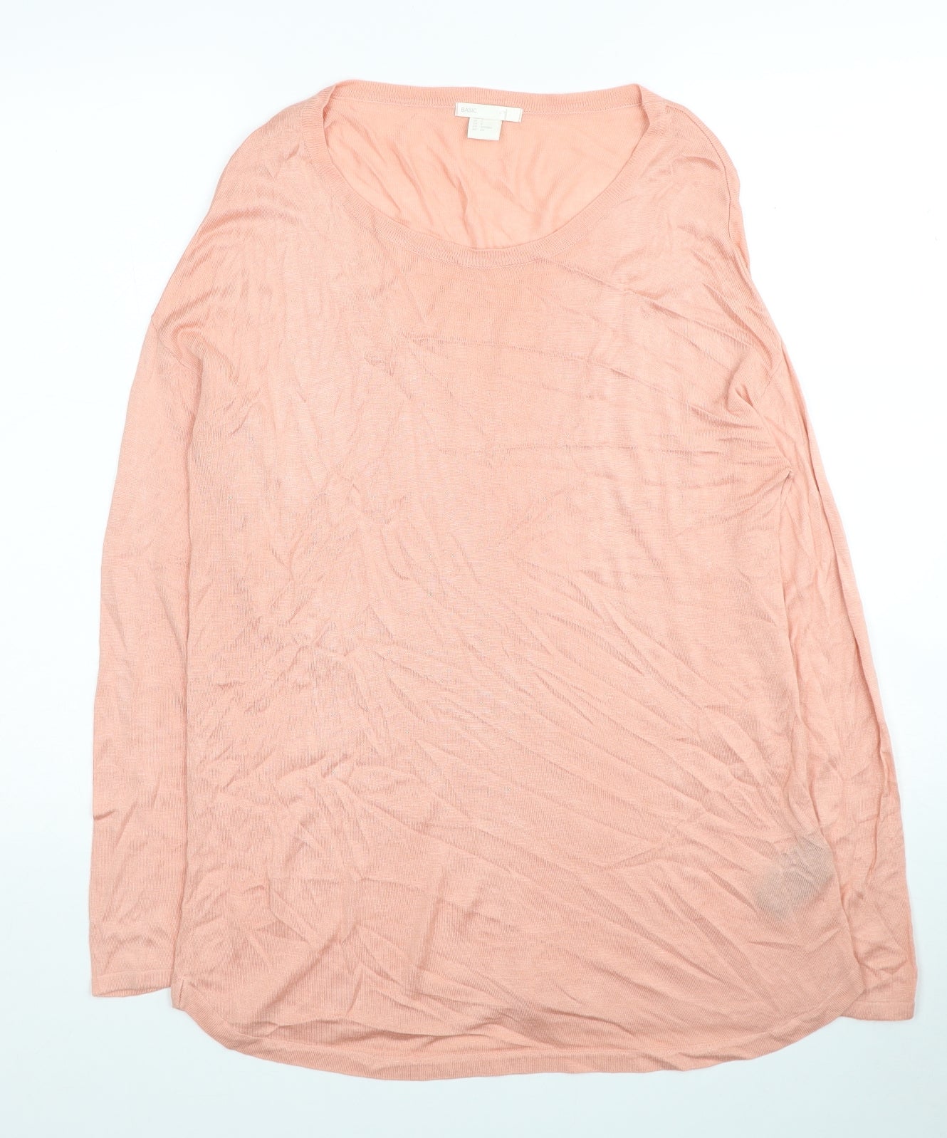 H&M Womens Pink Scoop Neck Viscose Tunic Jumper Size S