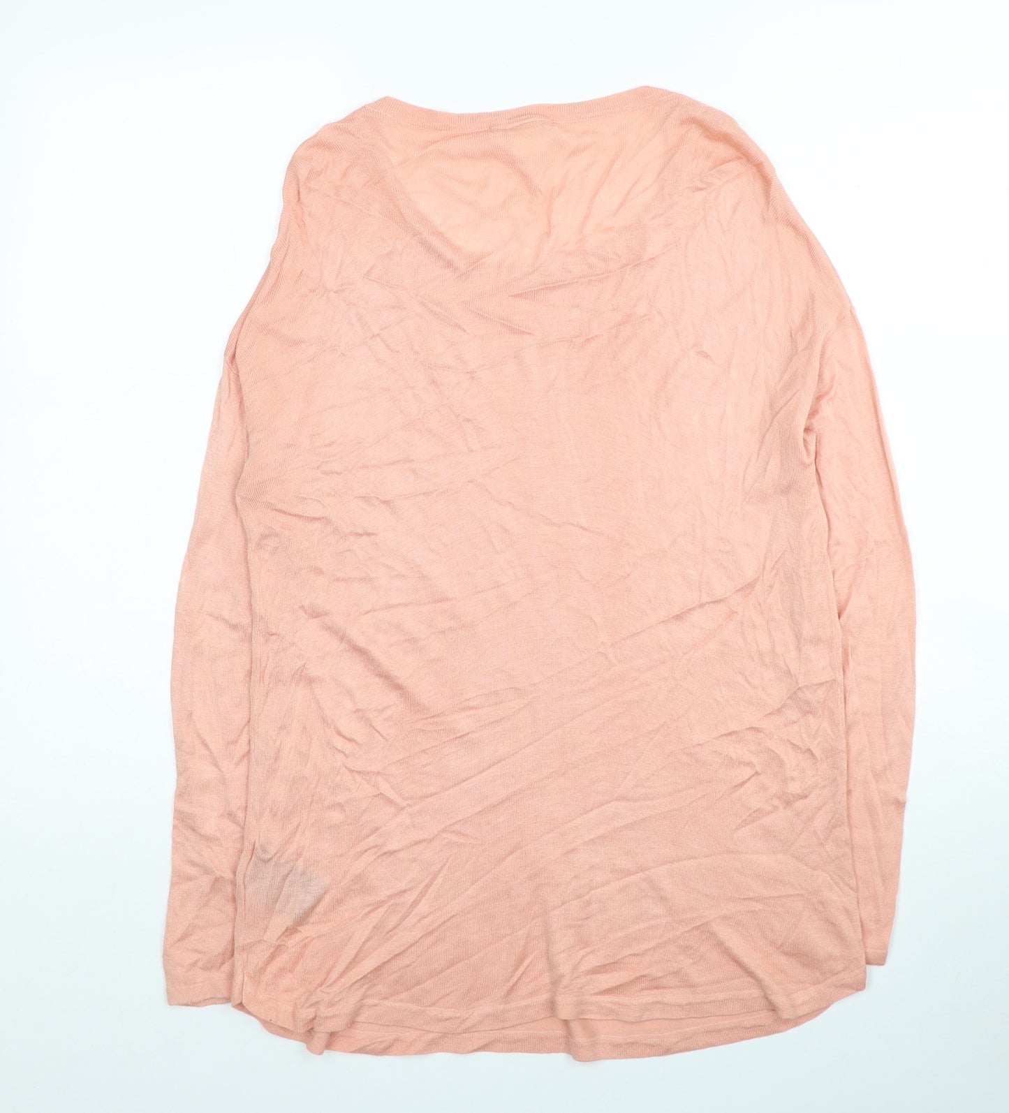 H&M Womens Pink Scoop Neck Viscose Tunic Jumper Size S