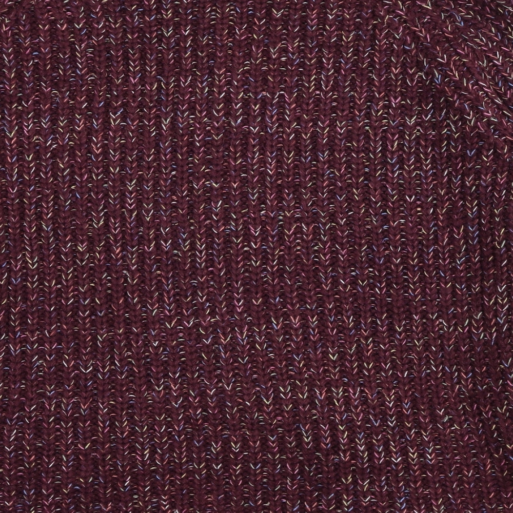 Cotton Traders Womens Red High Neck Acrylic Cardigan Jumper Size 26
