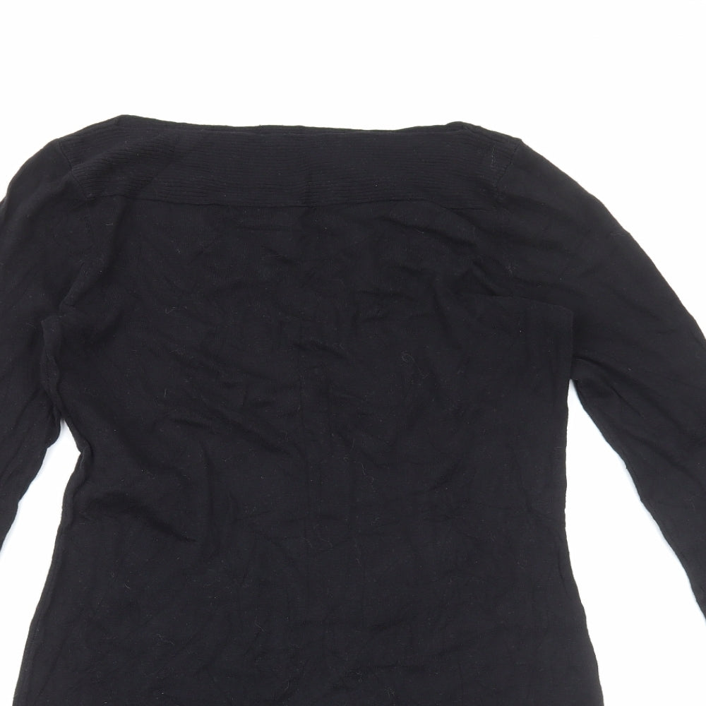NEXT Womens Black Cotton Jumper Dress Size 12 Boat Neck Pullover