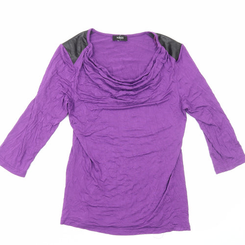 Klass Womens Purple Polyester Basic T-Shirt Size S Cowl Neck