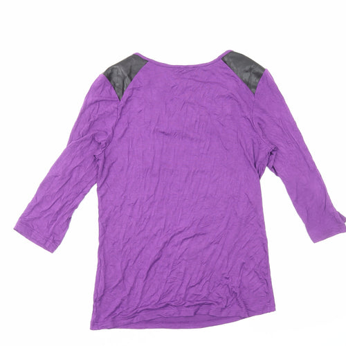 Klass Womens Purple Polyester Basic T-Shirt Size S Cowl Neck