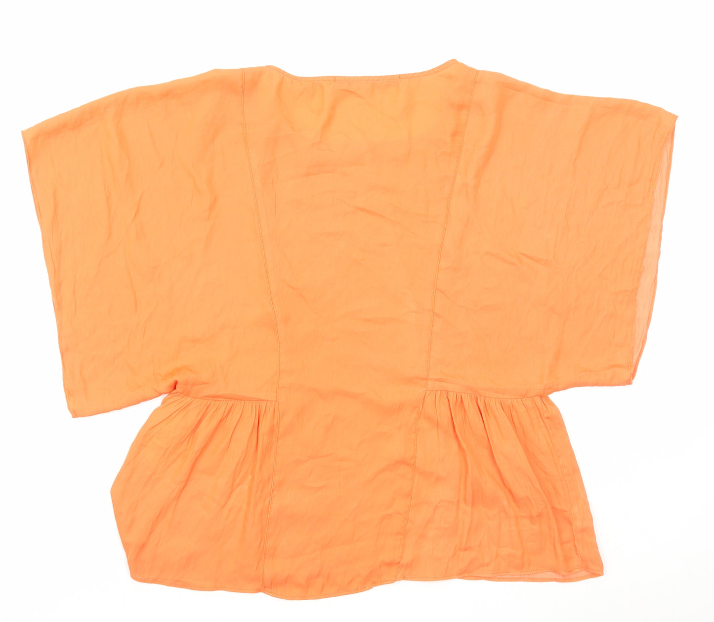 Zara Womens Orange Polyester Basic Blouse Size XS Round Neck