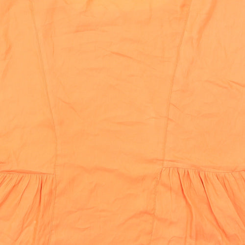 Zara Womens Orange Polyester Basic Blouse Size XS Round Neck